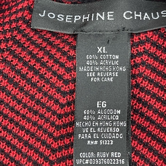 Josephine Chaus Ruby Red & Black Chevron Blazer Jacket, XL - Picture 5 of 6